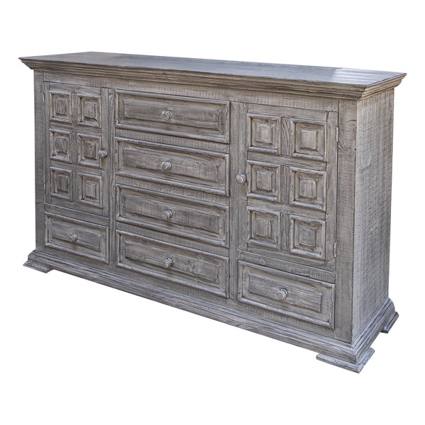 Homeroots 69" Gray Solid Wood Six Drawer Triple Dresser  Solid Wood 524544