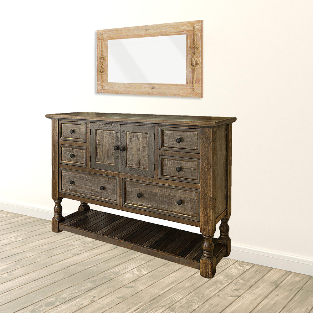 Homeroots 63" Brown Solid Wood Six Drawer Triple Dresser  Solid Wood 524545