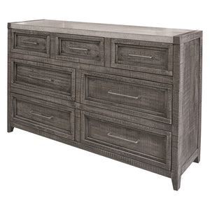 Homeroots 62" Gray Solid Wood Seven Drawer Triple Dresser  Solid Wood 524546