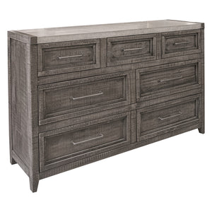 Homeroots 62" Gray Solid Wood Seven Drawer Triple Dresser  Solid Wood 524546