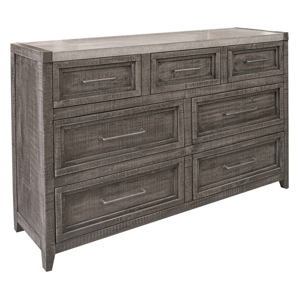 Homeroots 62" Gray Solid Wood Seven Drawer Triple Dresser  Solid Wood 524546