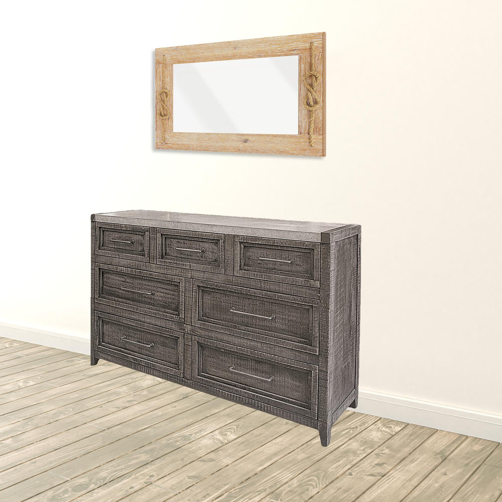 Homeroots 62" Gray Solid Wood Seven Drawer Triple Dresser  Solid Wood 524546