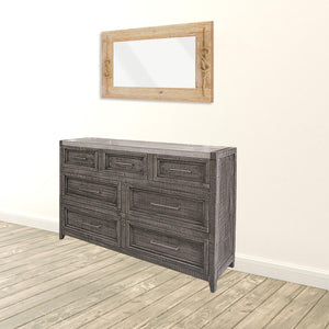 Homeroots 62" Gray Solid Wood Seven Drawer Triple Dresser  Solid Wood 524546