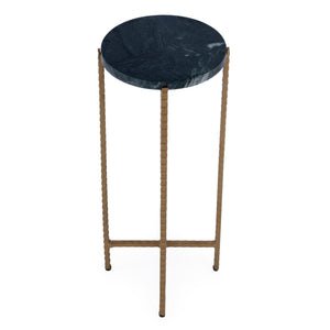Butler Specialty Nigella Stylish Round Accent Table With Black Iron Legs, Perfect For Modern Living Spaces And Entryways Green Iron,Marble 5245475-butler