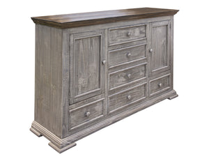 Homeroots 69" Gray Solid Wood Six Drawer Triple Dresser  Solid Wood 524547