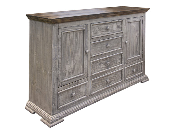 Homeroots 69" Gray Solid Wood Six Drawer Triple Dresser  Solid Wood 524547
