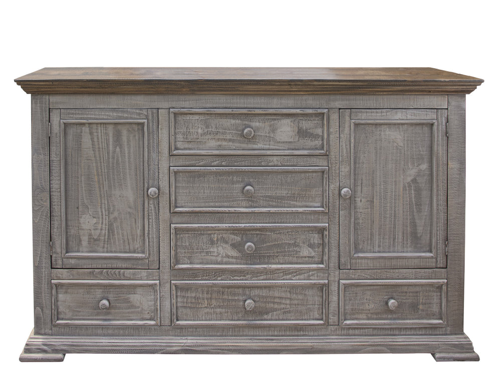 Homeroots 69" Gray Solid Wood Six Drawer Triple Dresser  Solid Wood 524547