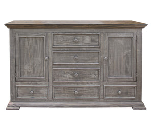 Homeroots 69" Gray Solid Wood Six Drawer Triple Dresser  Solid Wood 524547