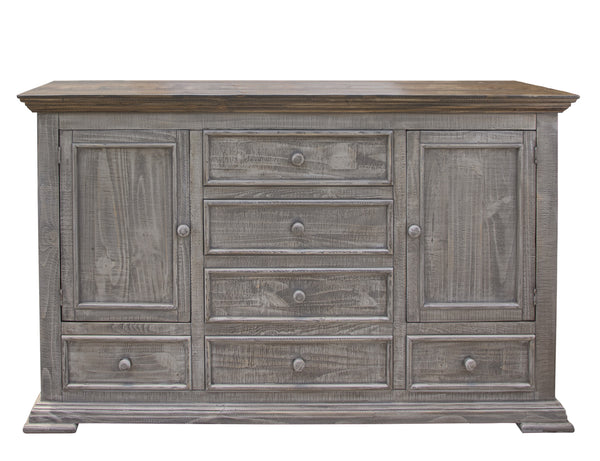 Homeroots 69" Gray Solid Wood Six Drawer Triple Dresser  Solid Wood 524547