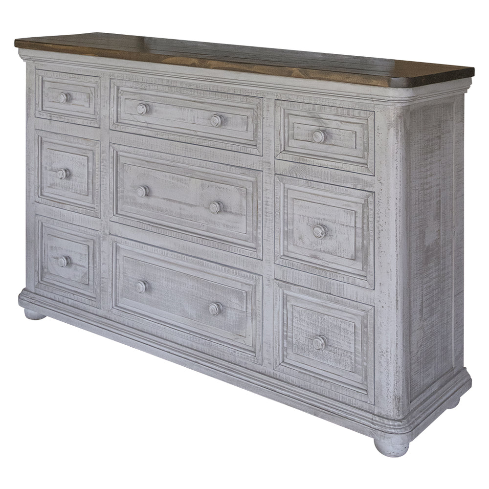 Homeroots 62" Gray Solid Wood Nine Drawer Triple Dresser  Solid Wood 524549