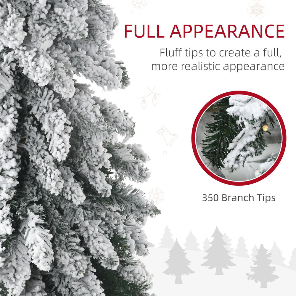 English Elm Homcom 7Ft Prelit Pencil Christmas Tree With 534 Snow Flocked Branches & 350 Led Lights For Narrow Spaces W2225P249623