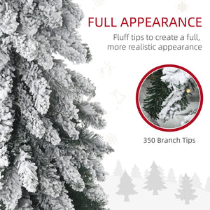 English Elm Homcom 7Ft Prelit Pencil Christmas Tree With 534 Snow Flocked Branches & 350 Led Lights For Narrow Spaces W2225P249623
