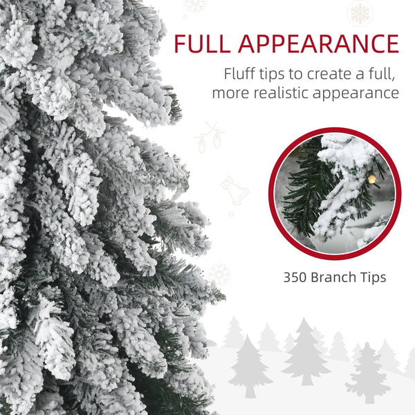English Elm Homcom 7Ft Prelit Pencil Christmas Tree With 534 Snow Flocked Branches & 350 Led Lights For Narrow Spaces W2225P249623