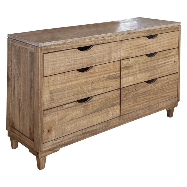 Homeroots 56" Natural Solid Wood Four Drawer Double Dresser  Solid Wood 524552