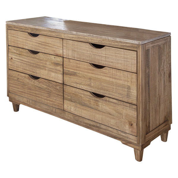 Homeroots 56" Natural Solid Wood Four Drawer Double Dresser  Solid Wood 524552