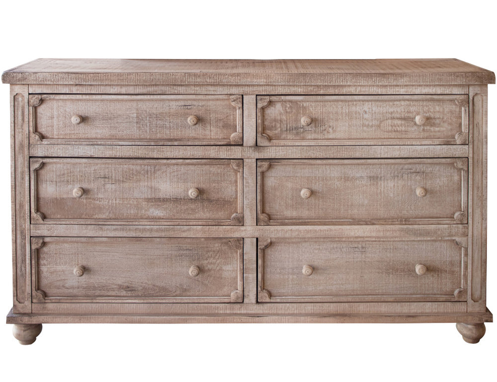Homeroots 70" Natural Solid Wood Six Drawer Double Dresser  Solid Wood 524553