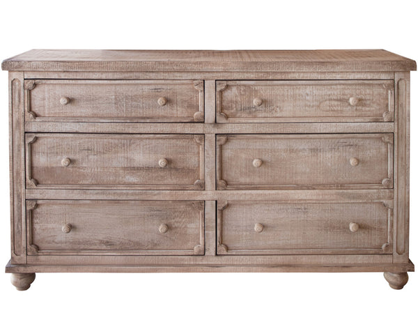 Homeroots 70" Natural Solid Wood Six Drawer Double Dresser  Solid Wood 524553
