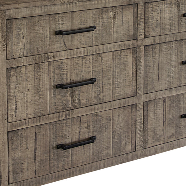 Homeroots 62" Brown Solid Wood Six Drawer Double Dresser  Solid Wood 524555