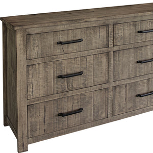 Homeroots 62" Brown Solid Wood Six Drawer Double Dresser  Solid Wood 524555