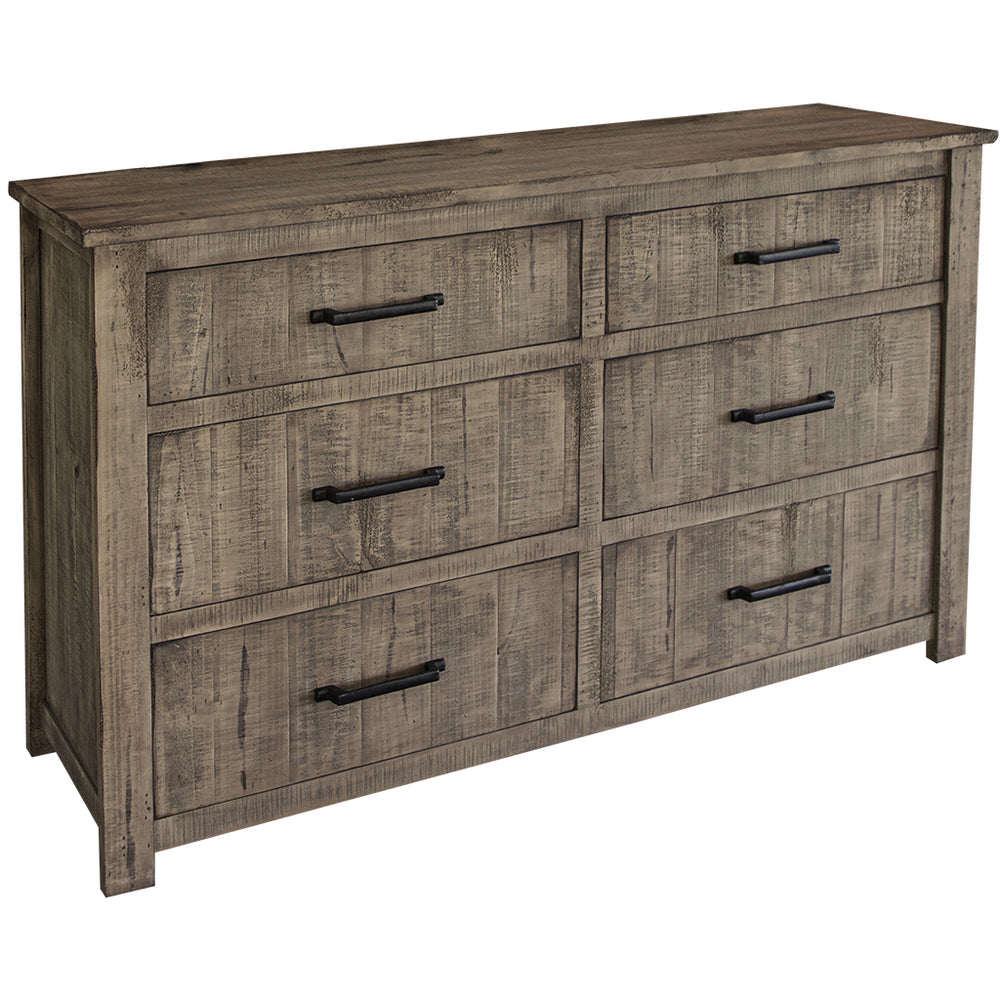 Homeroots 62" Brown Solid Wood Six Drawer Double Dresser  Solid Wood 524555
