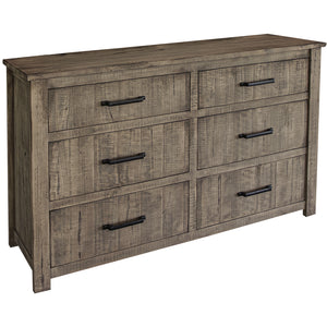Homeroots 62" Brown Solid Wood Six Drawer Double Dresser  Solid Wood 524555