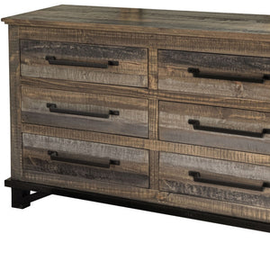 Homeroots 56" Brown Solid Wood Six Drawer Double Dresser  Solid Wood 524558