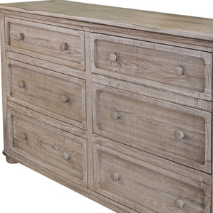 Homeroots 59" Natural Solid Wood Six Drawer Double Dresser  Solid Wood 524560