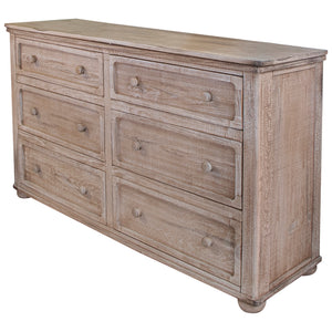 Homeroots 59" Natural Solid Wood Six Drawer Double Dresser  Solid Wood 524560