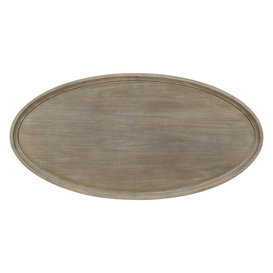 English Elm Oval Reclaimed Greige Coffee Table with Lower Shelf, Oval Wood Veneer Top, 48"W x 24"D x 17"H Elegance B035P256574