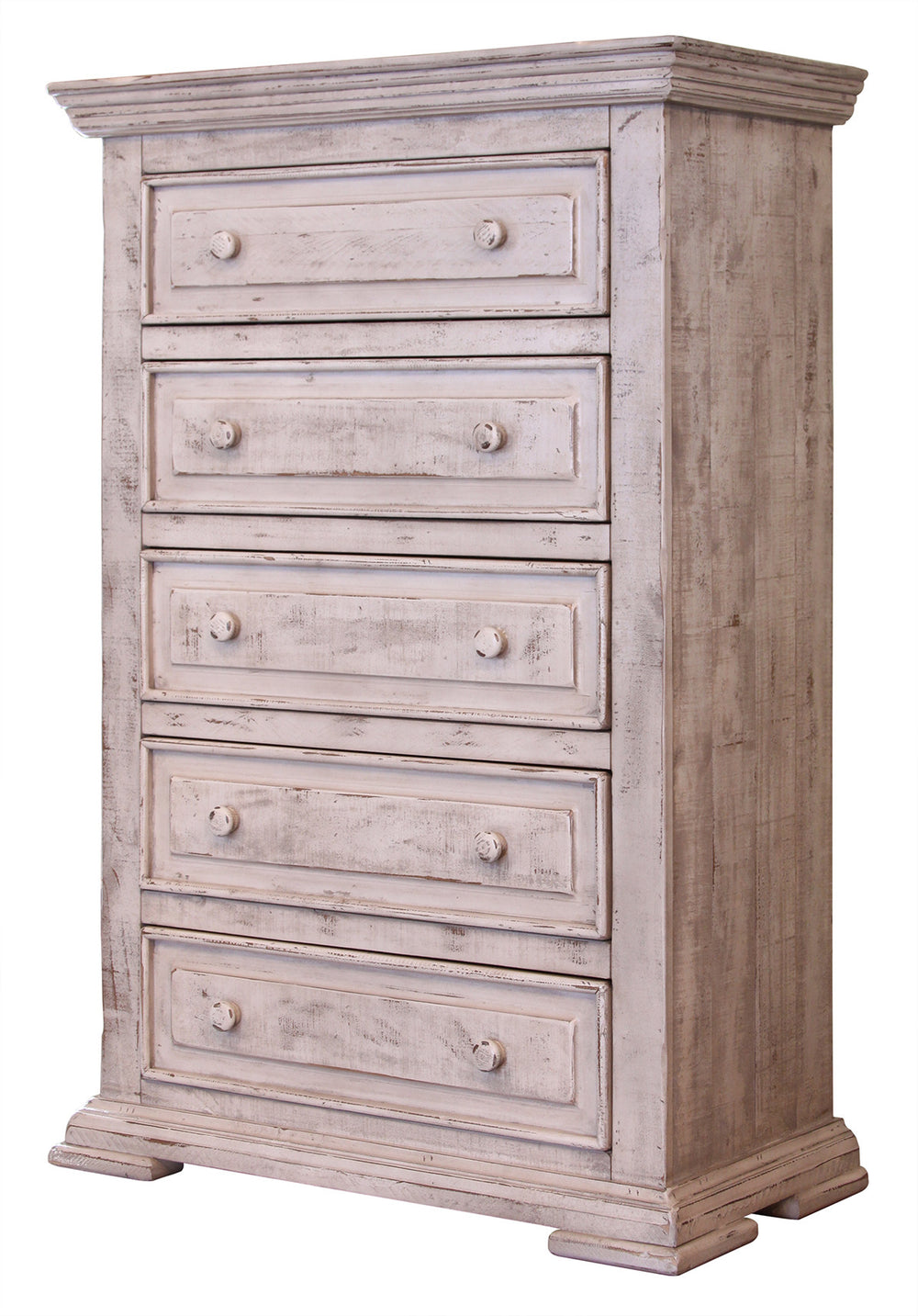 Homeroots 37" White Solid Wood Five Drawer Chest  Solid Wood 524564