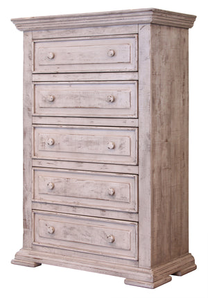 Homeroots 37" White Solid Wood Five Drawer Chest  Solid Wood 524564
