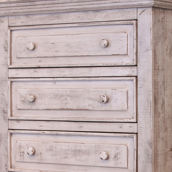 Homeroots 37" White Solid Wood Five Drawer Chest  Solid Wood 524564