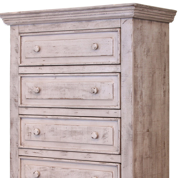 Homeroots 37" White Solid Wood Five Drawer Chest  Solid Wood 524564