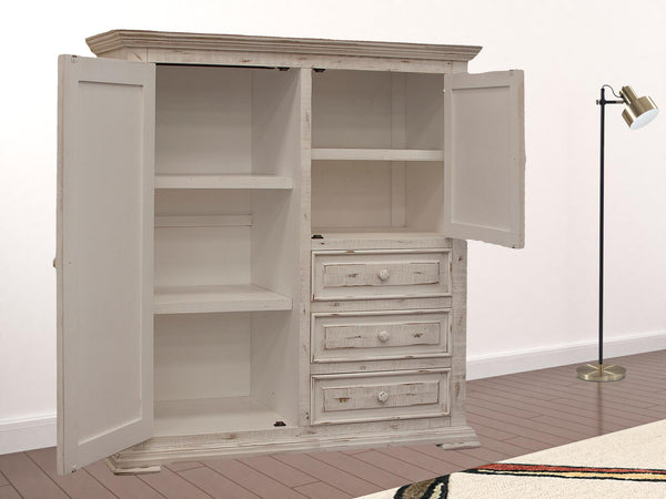 Homeroots 55" White Solid Wood Three Drawer Gentlemans Chest  Solid Wood 524565