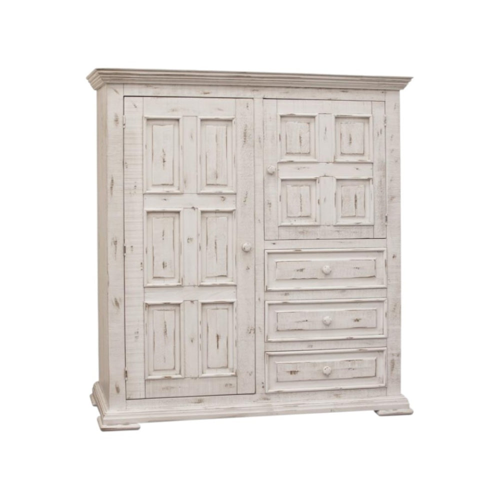 HomeRoots 55" White Solid Wood Gentleman's Chest - Elegant Storage Solution with Rustic Charm and Style 3 524565