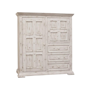 HomeRoots 55" White Solid Wood Gentleman's Chest - Elegant Storage Solution with Rustic Charm and Style 3 524565