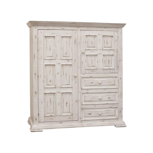 HomeRoots 55" White Solid Wood Gentleman's Chest - Elegant Storage Solution with Rustic Charm and Style 3 524565