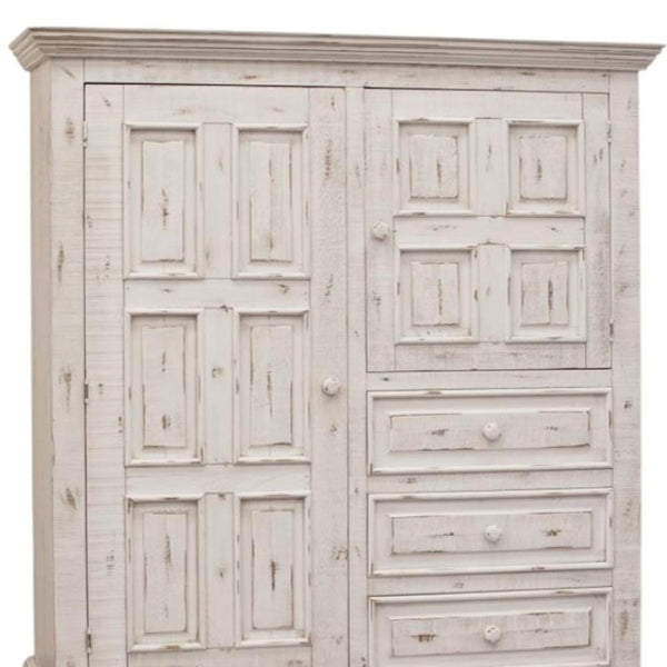 HomeRoots 55" White Solid Wood Gentleman's Chest - Elegant Storage Solution with Rustic Charm and Style 3 524565