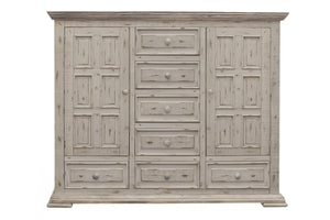 Homeroots 64" White Solid Wood Seven Drawer Gentlemans Chest  Solid Wood 524566