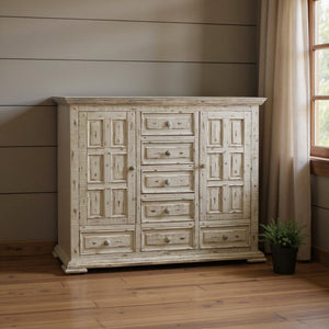 HomeRoots 55" White Solid Wood Gentleman's Chest - Elegant Storage Solution with Rustic Charm and Style 7 524566