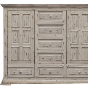 Homeroots 64" White Solid Wood Seven Drawer Gentlemans Chest  Solid Wood 524566