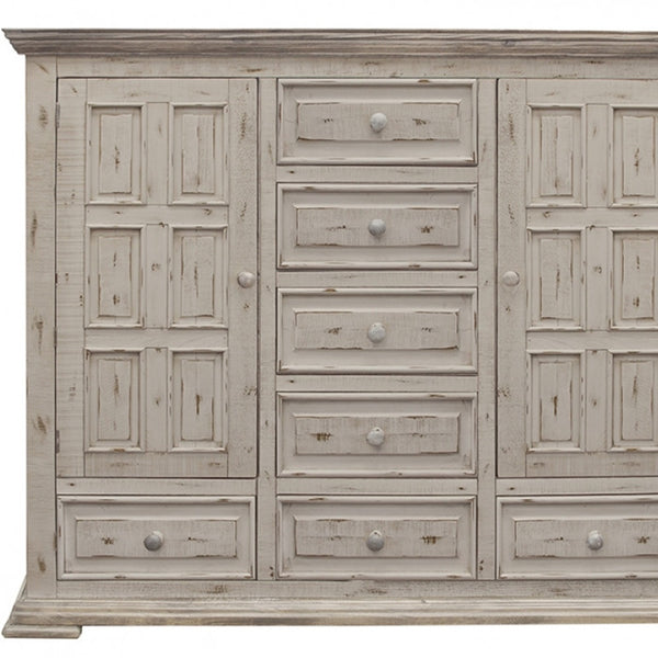 Homeroots 64" White Solid Wood Seven Drawer Gentlemans Chest  Solid Wood 524566
