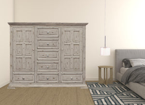 Homeroots 64" White Solid Wood Seven Drawer Gentlemans Chest  Solid Wood 524566