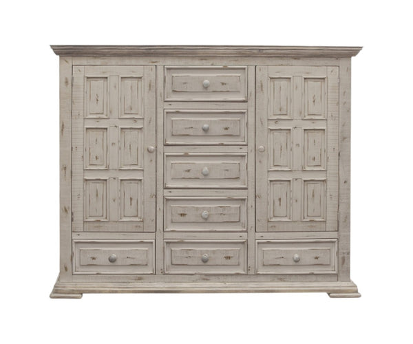 HomeRoots 55" White Solid Wood Gentleman's Chest - Elegant Storage Solution with Rustic Charm and Style 7 524566