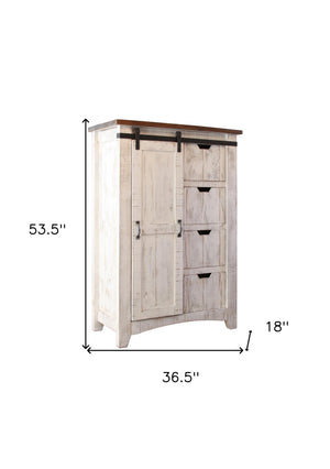 Homeroots 37" Brown And White Solid Wood Four Drawer Chest  Solid Wood 524567