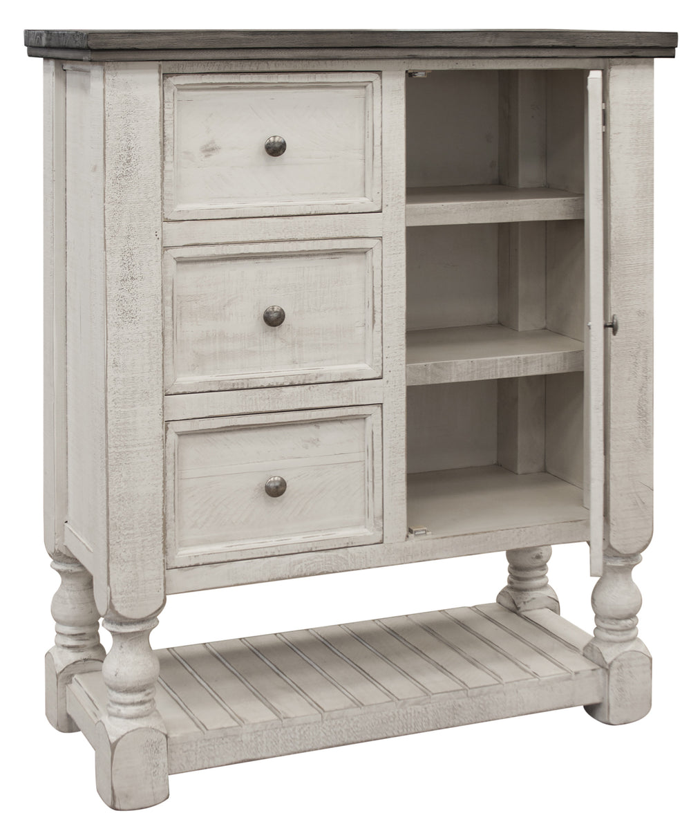 Homeroots 39" Gray And Ivory Solid Wood Three Drawer Chest  Solid Wood 524568