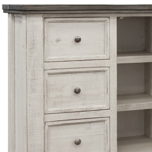 Homeroots 39" Gray And Ivory Solid Wood Three Drawer Chest  Solid Wood 524568