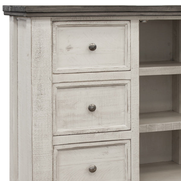 Homeroots 39" Gray And Ivory Solid Wood Three Drawer Chest  Solid Wood 524568