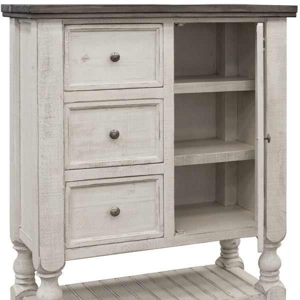 Homeroots 39" Gray And Ivory Solid Wood Three Drawer Chest  Solid Wood 524568