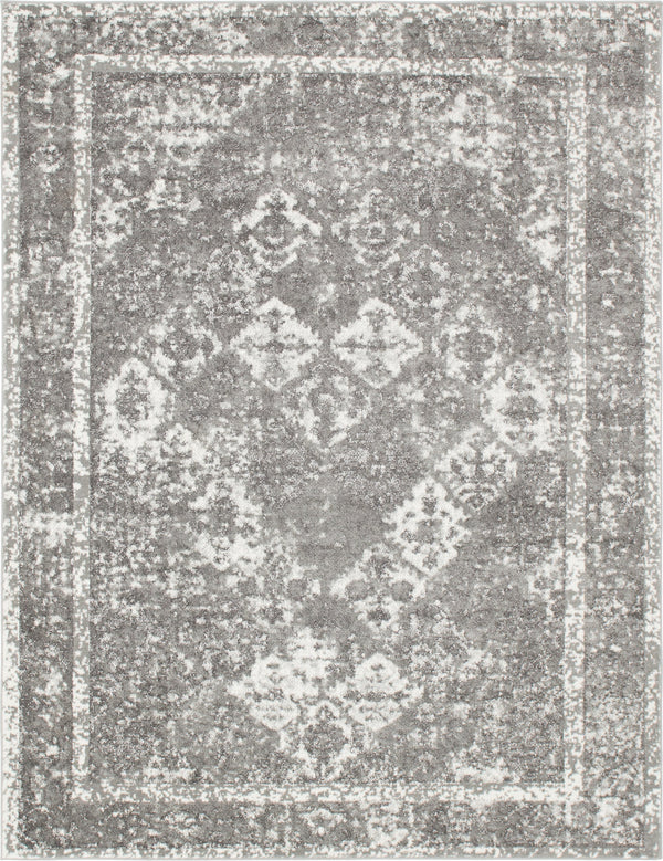 Unique Loom Rosso Gabrieli Machine Made Geometric Rug Gray, Ivory 8' 0" x 10' 0"